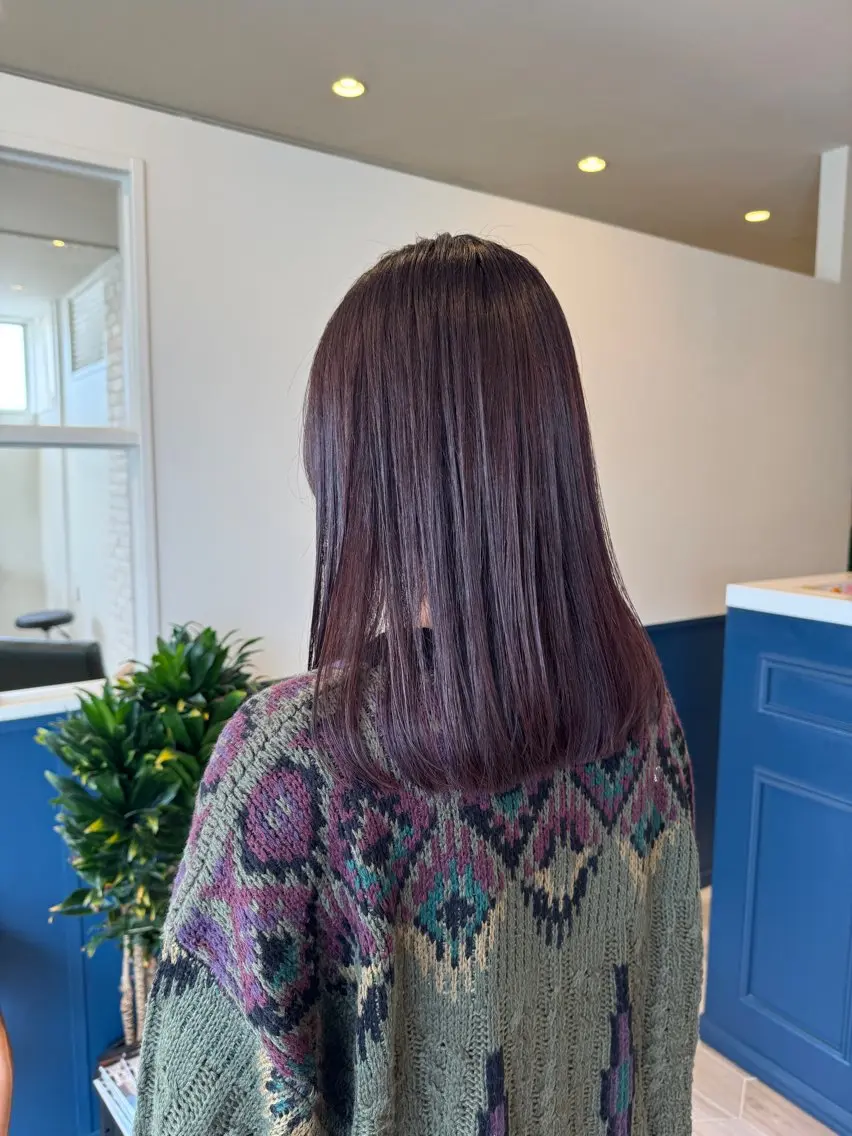 ミディアム カラー レッドカラー 仲野 亜由美のヘアスタイル
