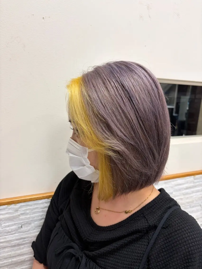 ショート カラー パープルカラー イエローカラー ヘアカラー 🍊小川実里🍊 /カラーレイヤーのヘアスタイル