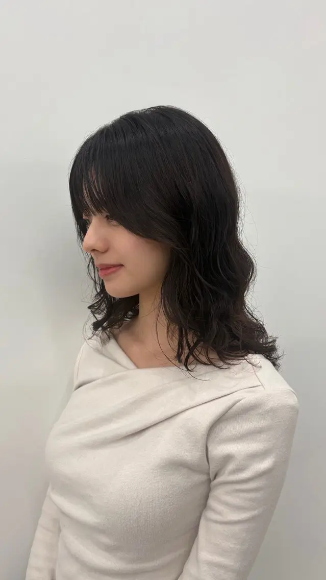 ミディアム パーマ ミディアムパーマ デジタルパーマ パーマ 彦坂 柚羽のヘアスタイル