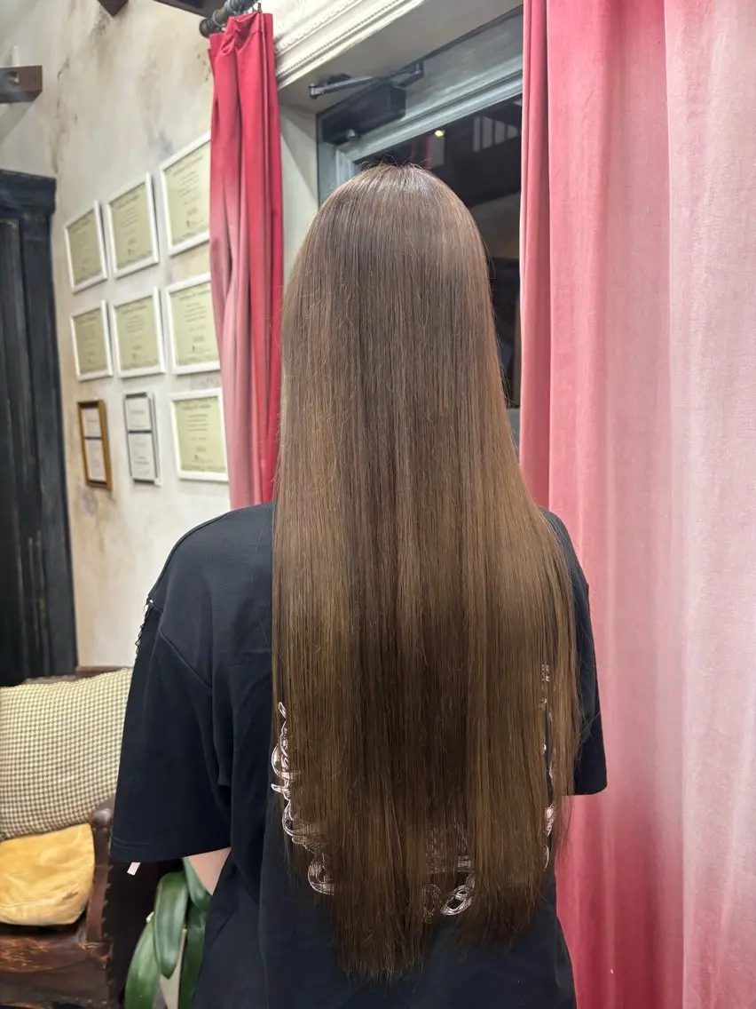 カラー ふたつやゆら🤎ྀི カラー、縮毛矯正のヘアスタイル