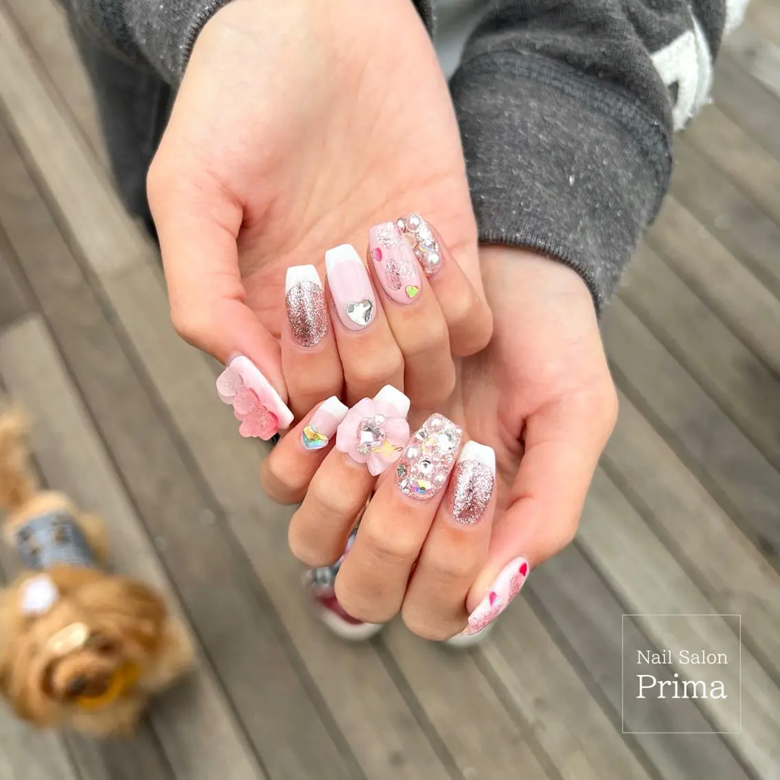 ロング ネイル ストーンネイル SalonPrima 西院Nail&Eyeのネイルデザイン