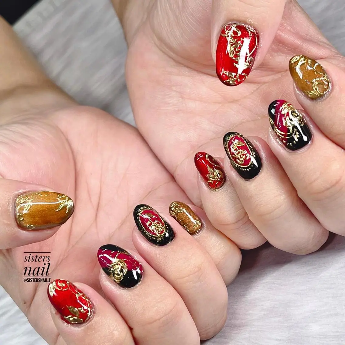 ネイル アートネイル マグネットネイル ミラーネイル sisters nail.fのネイルデザイン