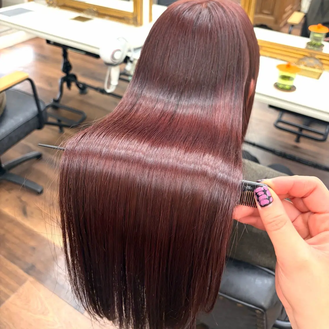 ロング カラー ケアカラー レッドカラー 髪質改善 ヘアカラー トリートメント ツヤ髪暖色❤️‍🔥 髪質改善 渋谷 サワのヘアスタイル