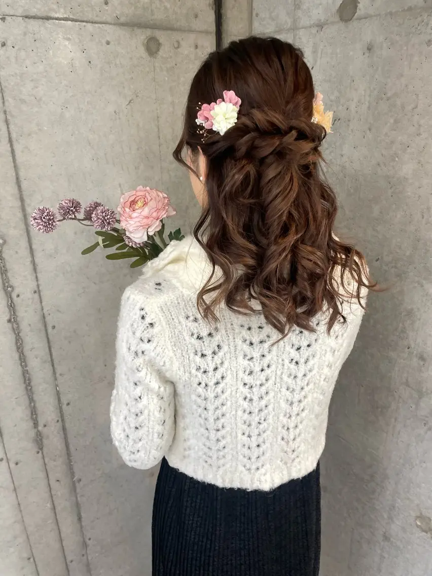 ヘアアレンジ ハーフアップ ヘアセット 美髪× ヘアセット✨Araiのヘアスタイル
