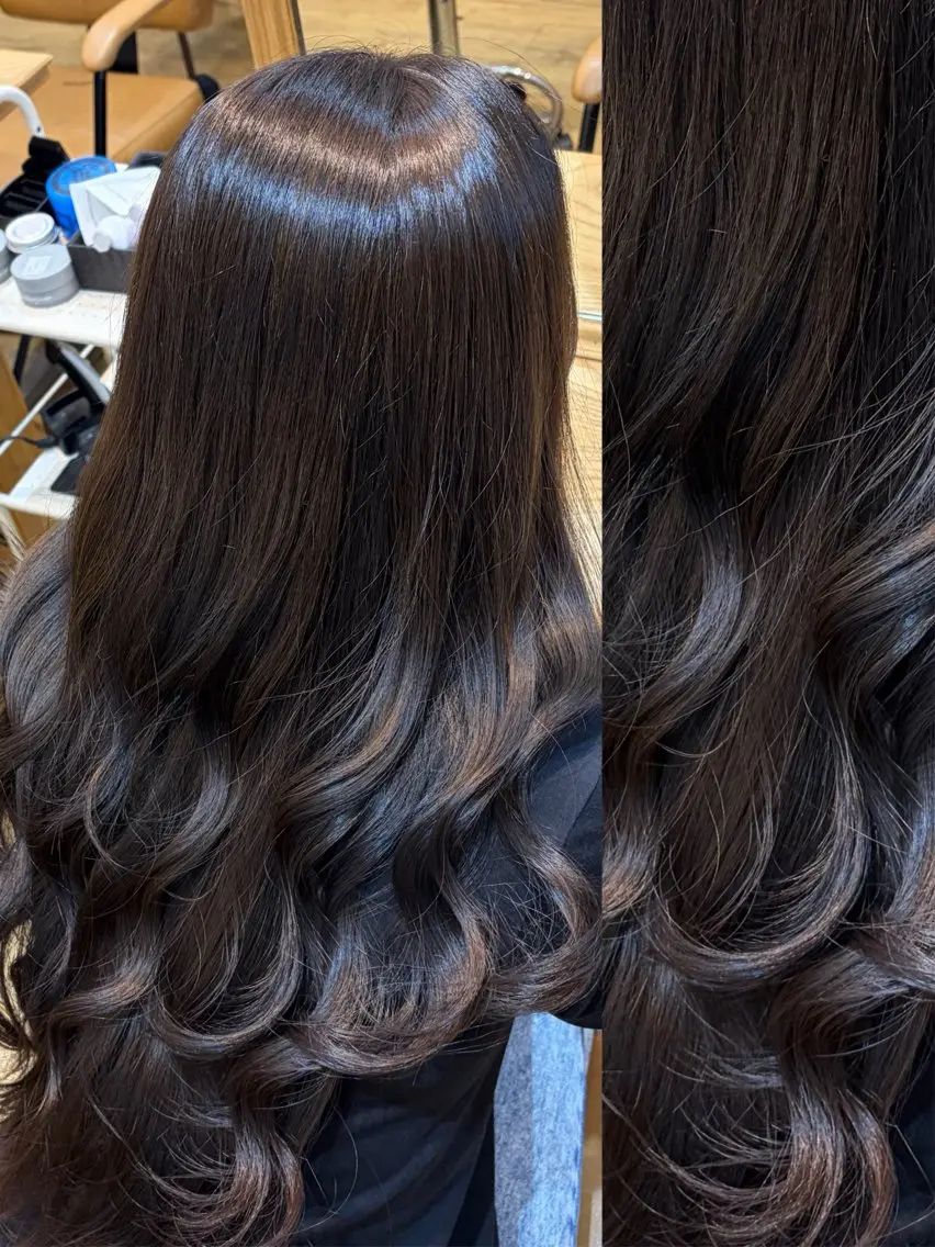 ロング カラー ヘアカラー トリートメント 👑髪質改善Wカラー 👑アユカのヘアスタイル