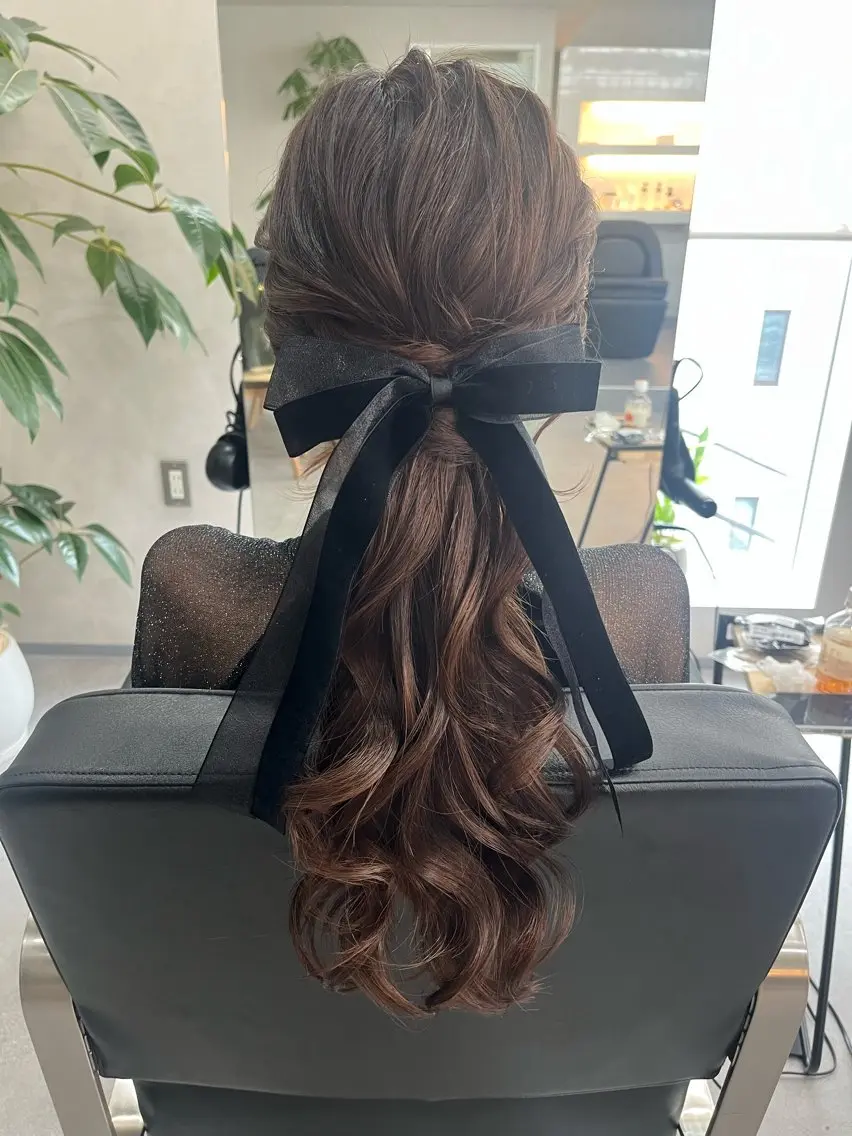 セミロング カラー ヘアアレンジ ヘアセット Aloa透明感ヘア ♡kanami♡のヘアスタイル