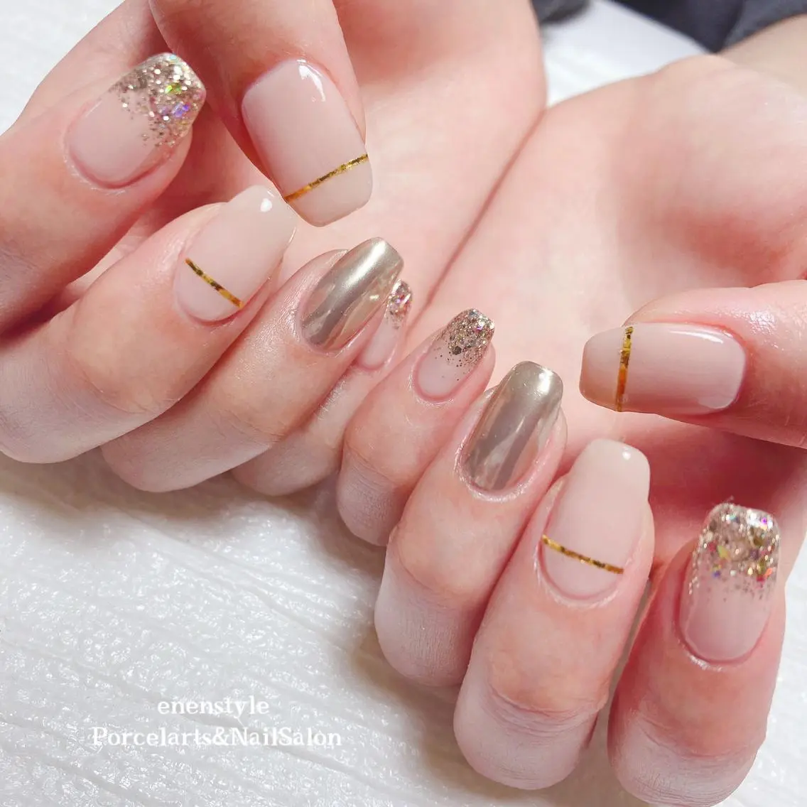 ミディアム ネイル 🐾enen style 🐾のネイルデザイン