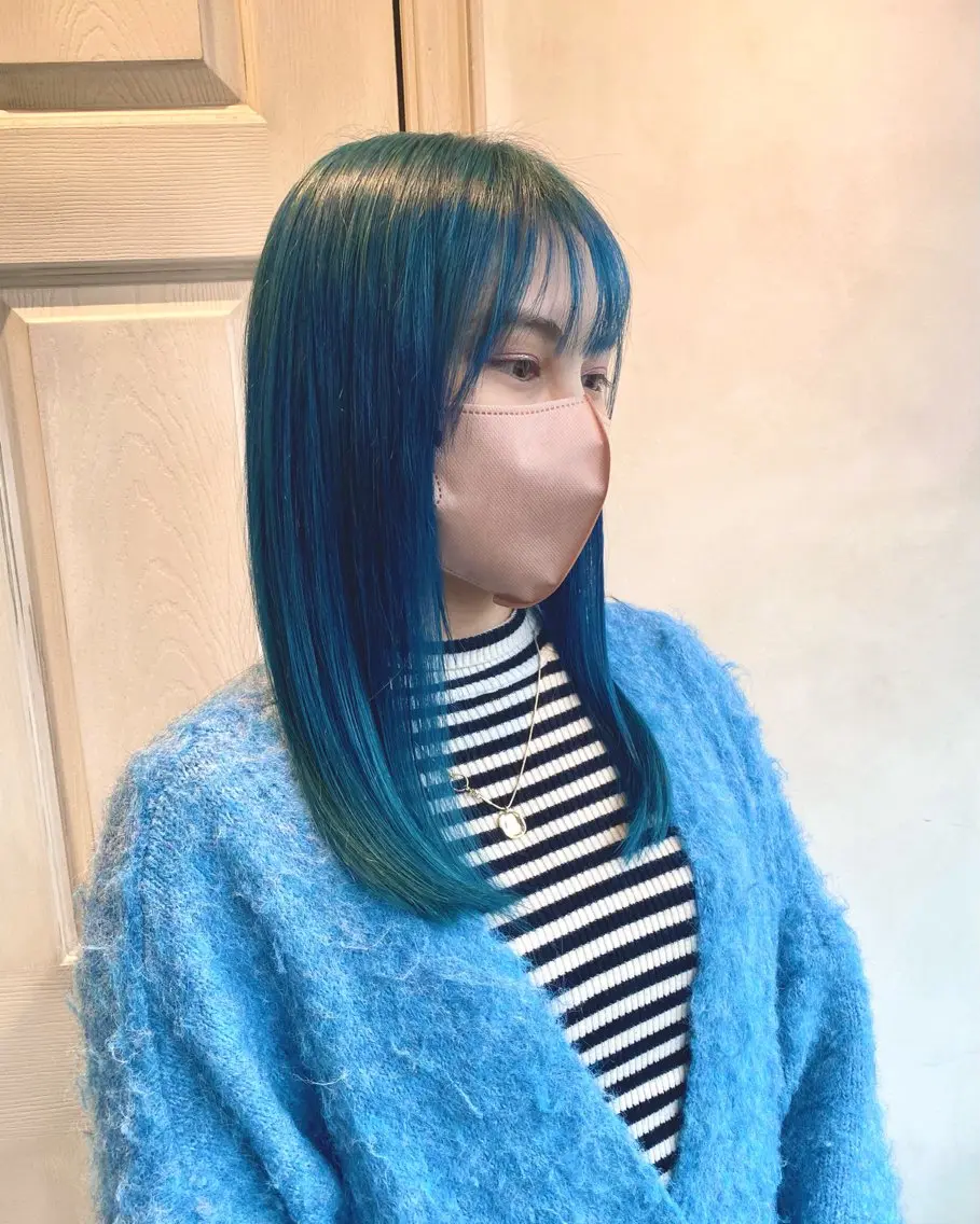 ロング カラー ブルーカラー ヘアカラー 【🉐学割】応援📣 ミニモ限定🤩千 田のヘアスタイル