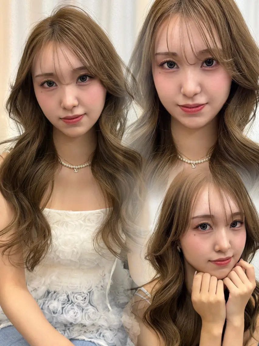 ロング カラー ベージュカラー ブリーチ ヘーゼル ヘアカラー トリートメント 🖤顔まわり 盛れヘア⟡アズサ🖤のヘアスタイル
