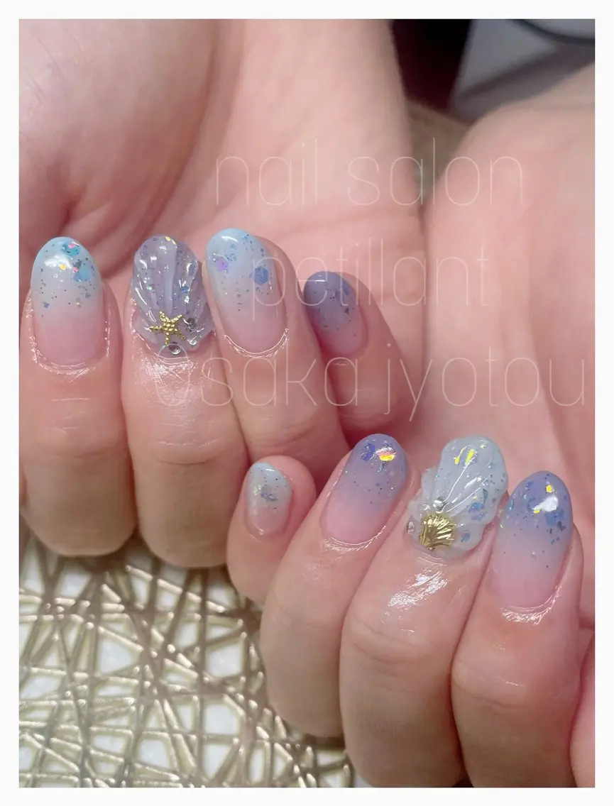 ネイル アートネイル グラデーション 夏ネイル nail salon petillantのネイルデザイン