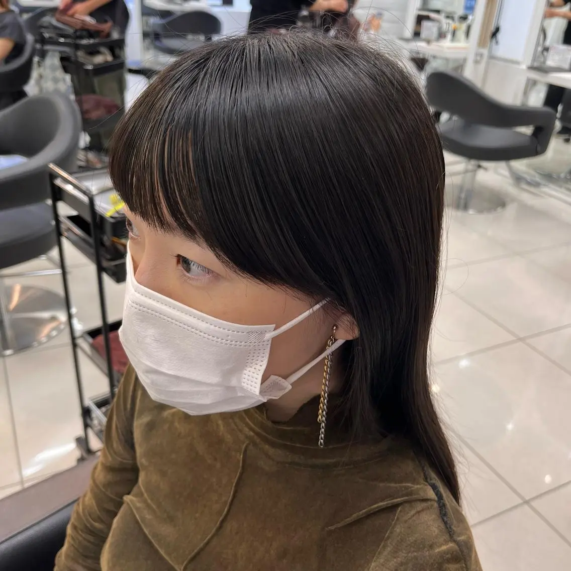 セミロング カラー 顔周りカット サイドバング 小顔カット カット ヘアカラー トリートメント 【メンズ縮毛矯正/ Ryoka】のヘアスタイル