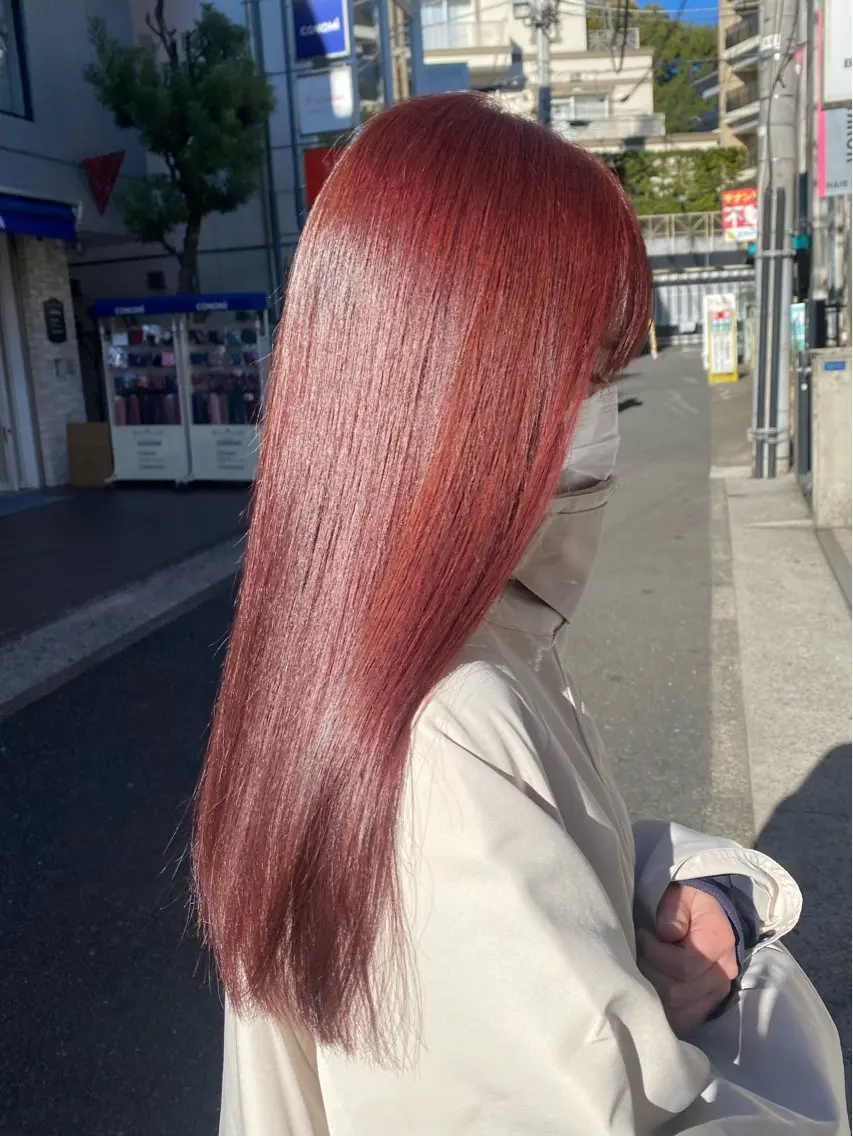 ロング カラー カット ヘアカラー トリートメント リベルテ新宿 顔周りレイヤー/艶髪のヘアスタイル