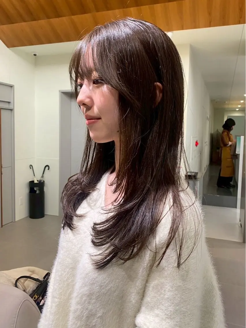 ロング カラー 透明感カラー カット ヘアカラー トリートメント レイヤー/縮毛矯正/ 暖色/mao🎀のヘアスタイル