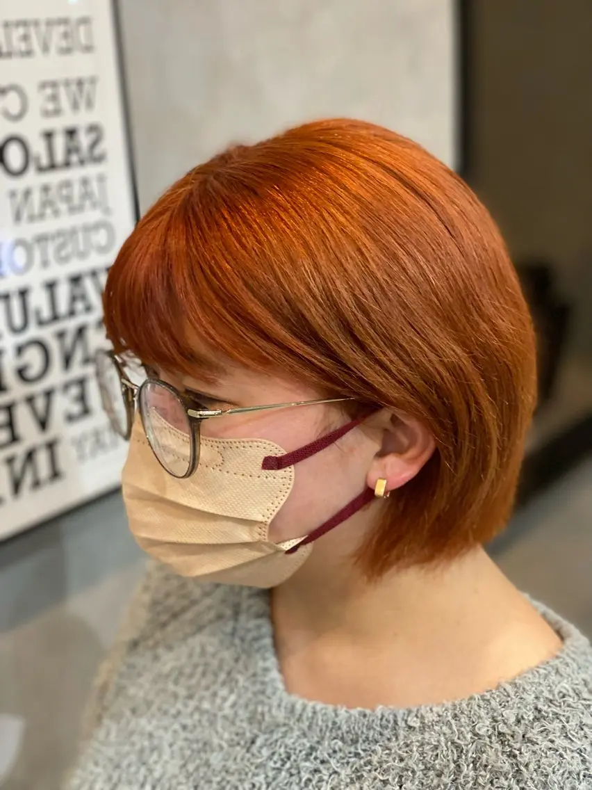 ショート カラー ブリーチ オレンジ ピンクカラー 大林　恵理 【Agu 屋島】のヘアスタイル