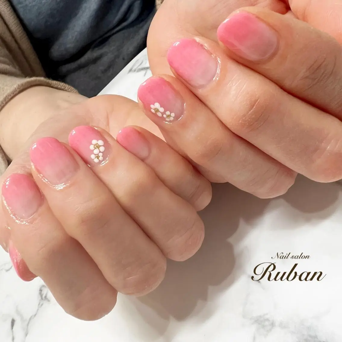 ネイル 入学式 グラデーション 卒業式 ピンク ブライダルネイル Nail salon Rubanのネイルデザイン
