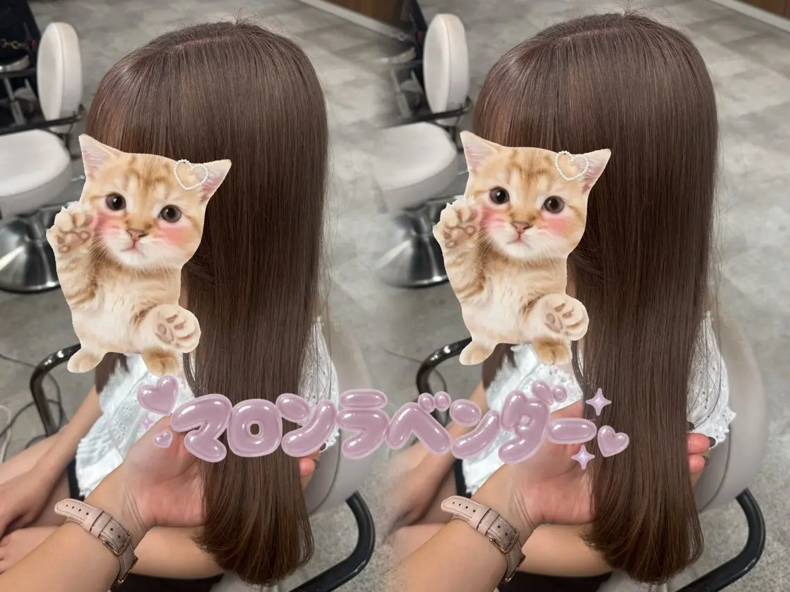 ロング カラー ブリーチ ブラウンカラー ラベンダーカラー カット ヘアカラー トリートメント 結べるレイヤー/ 透明感カラー/和奏のヘアスタイル
