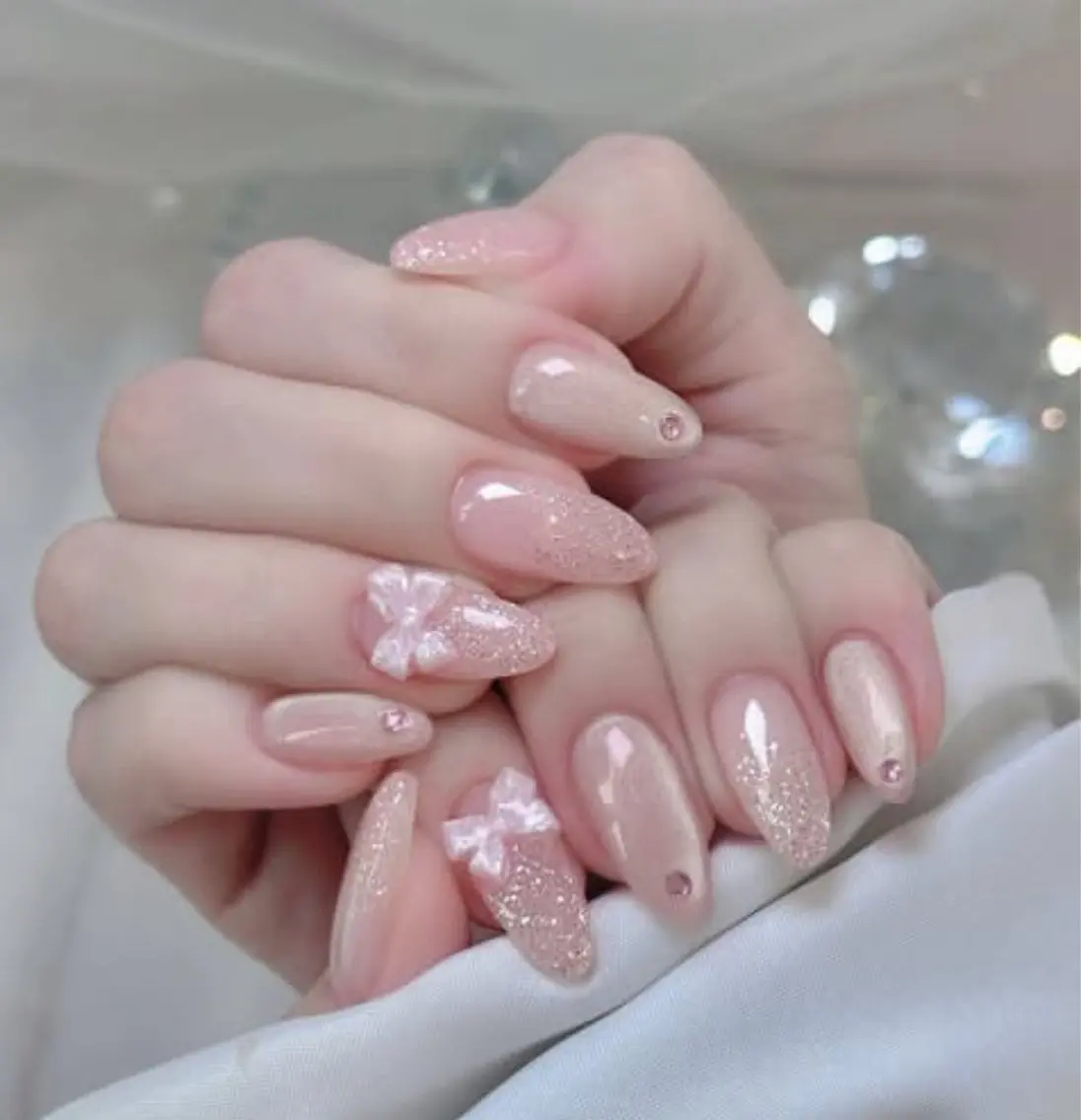 ネイル アートネイル ジェルネイル キラキラネイル ミラーネイル ピンク ハンドネイル Ryu Nail NekoChanのネイルデザイン