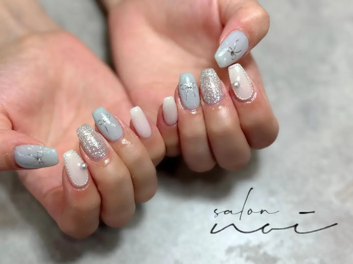 ネイル リボン ハンドネイル salon noiのネイルデザイン