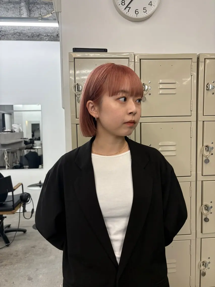 ショート カラー ピンクカラー カット ヘアカラー パーマ×透明感カラー MIOのヘアスタイル