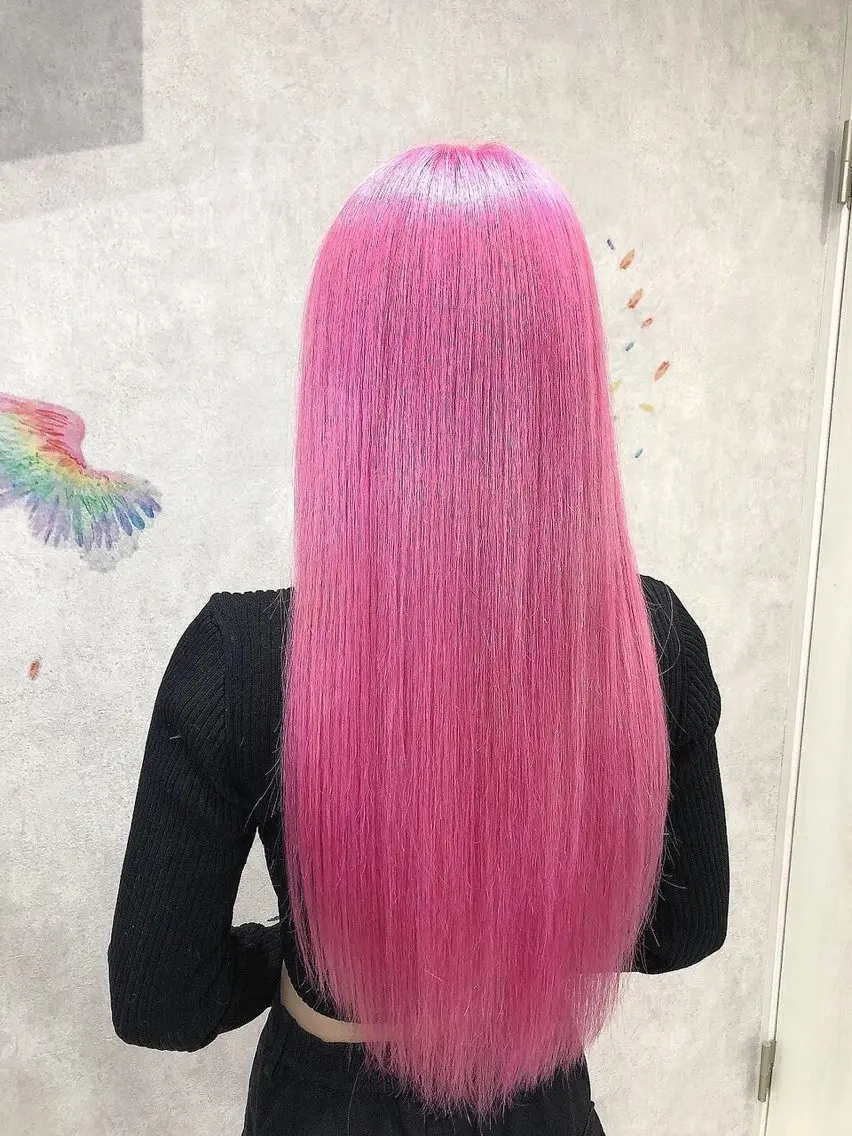 ロング カラー ブリーチ ピンクカラー カット ヘアカラー トリートメント 韓国ヘアー🦄ྀི オタク美容師🌈山本のヘアスタイル