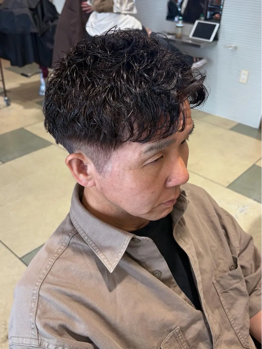 パーマ メンズ ボブ&寒色🎐ᩚ 短髪 COCOROのヘアスタイル