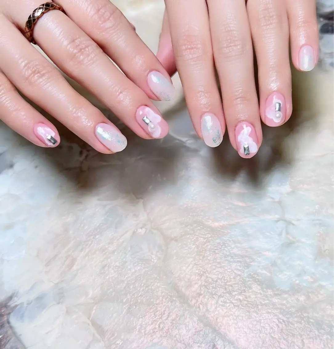 ネイル マグネットネイル ニュアンスネイル ショートネイル gemickle nailのネイルデザイン