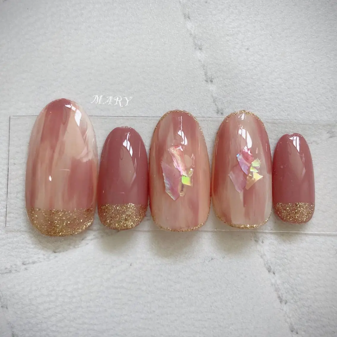 ネイル アートネイル ニュアンスネイル オフィスネイル ワンカラーネイル ピンク ハンドネイル Mary nail .narumiのネイルデザイン
