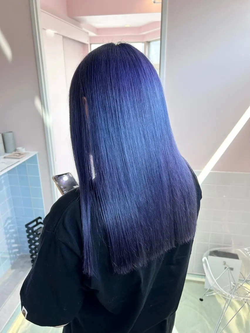 セミロング カラー ブルーカラー ブルーラベンダー ダブルカラー ラベンダーカラー ヘアカラー トリートメント レイン🌏🌱 似合わせ/ハイトーンのヘアスタイル