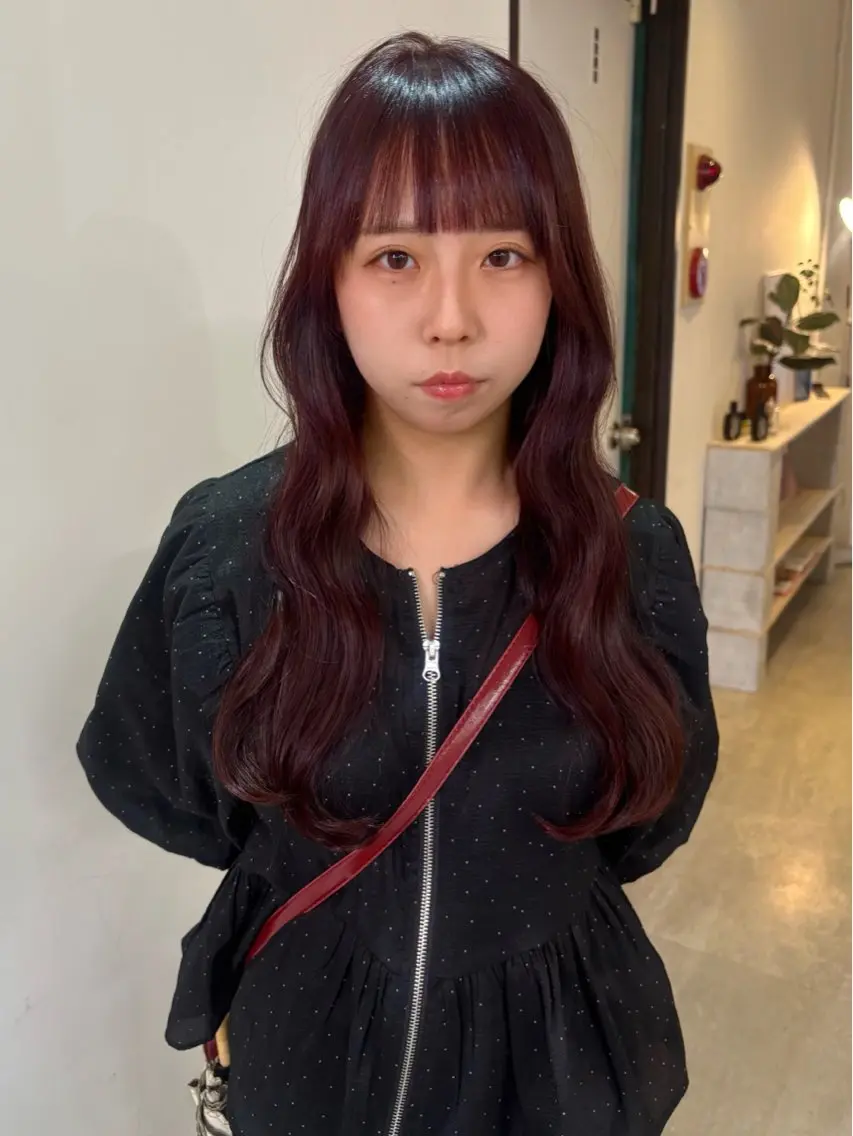 ロング カラー レッドカラー ヘアカラー ナナ 福岡美容室のヘアスタイル