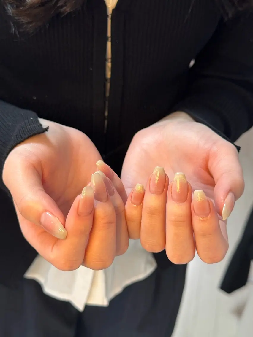 ネイル アートネイル オーロラネイル チークネイル フレンチネイル ガラスフレンチ ハンドネイル 🎀🎀YooLi Nail Salonのネイルデザイン