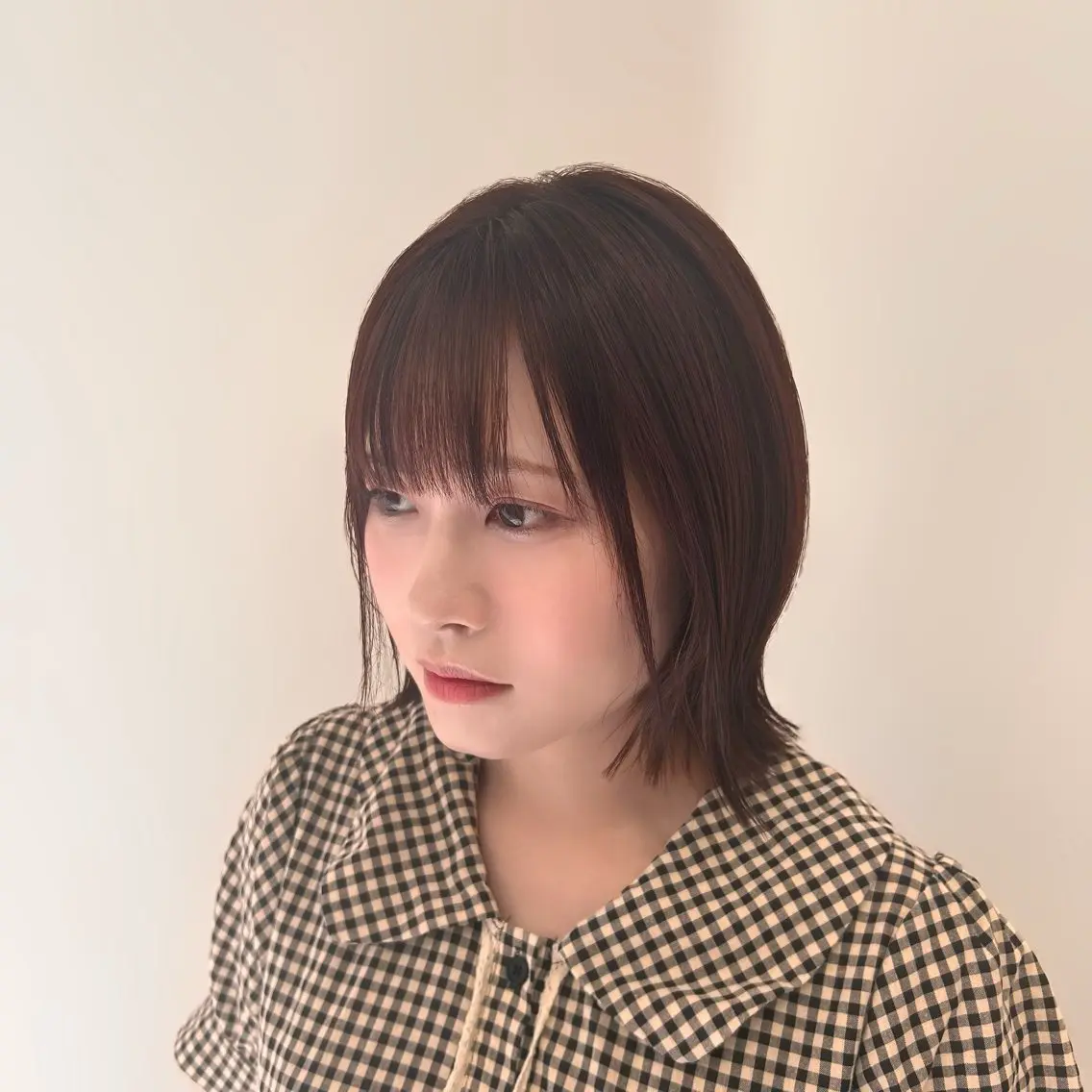 ミディアム カラー ピンクカラー ボブ 外ハネヘア カット ヘアカラー ルネ北千住店 Rinoのヘアスタイル