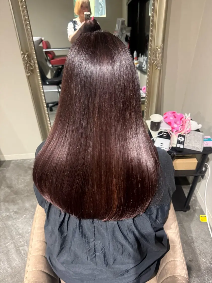 ロング カラー パーマ ブラウンカラー 髪質改善 酸性ストレート ストレートパーマ カット ヘアカラー 縮毛矯正 トリートメント 22日空き◎髪質改善 misatoのヘアスタイル