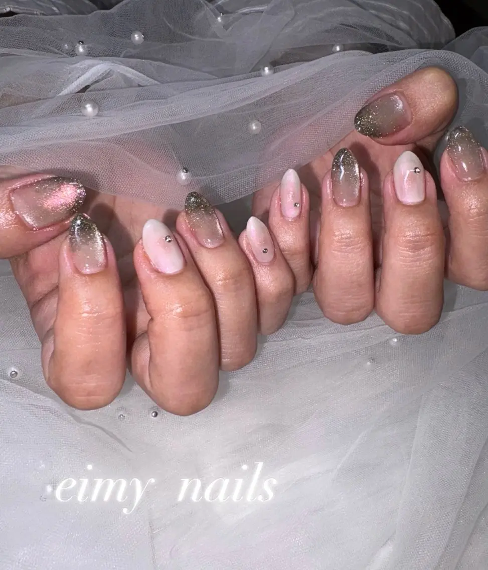 ネイル チークネイル クリアネイル フレンチネイル マグネットネイル 冬ネイル ハンドネイル eimy nails♡のネイルデザイン