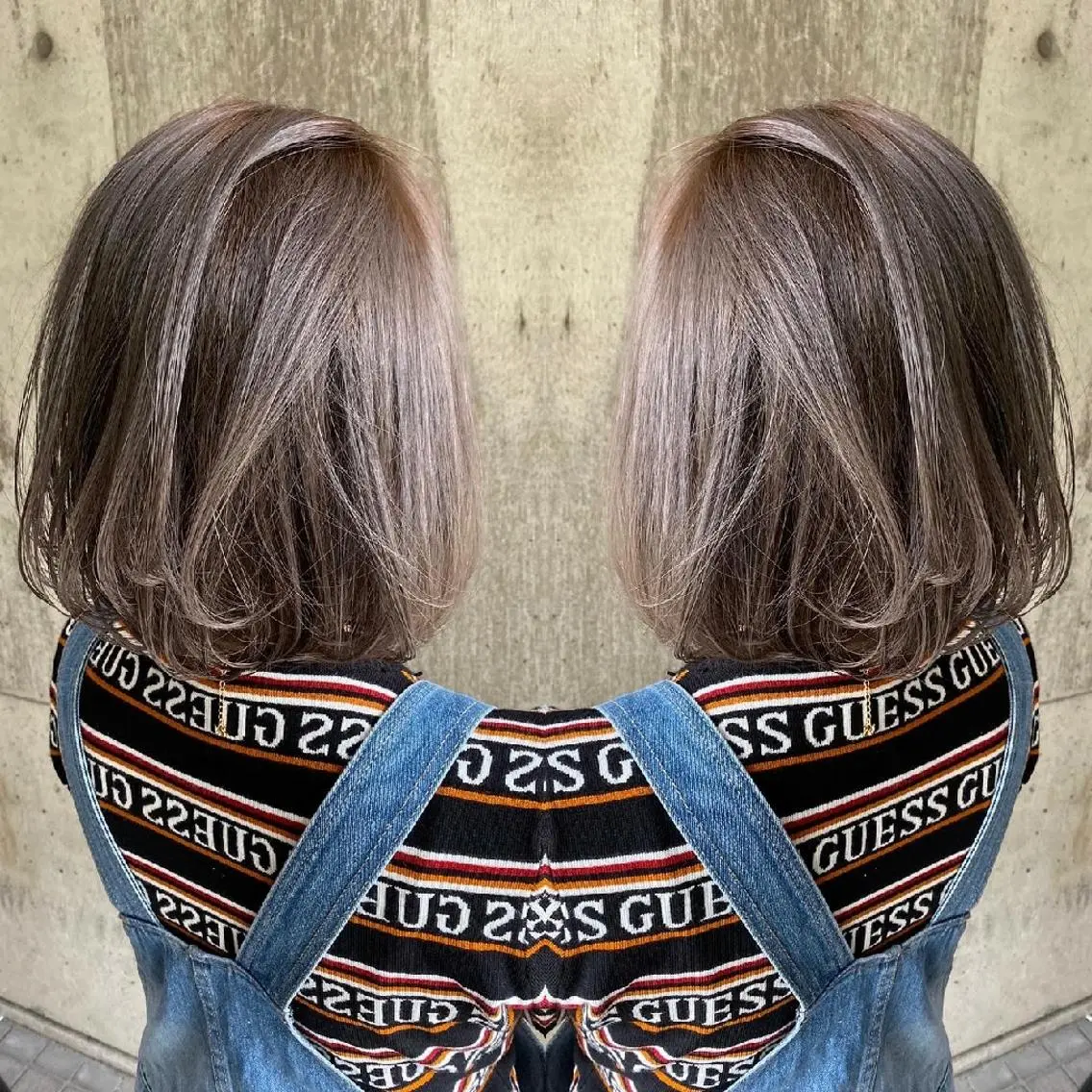 ミディアム カラー バレイヤージュ ダブルカラー ハイライトカラー ハイトーンカラー 外国人風カラー RIENS♡xrea 山本優舞のヘアスタイル