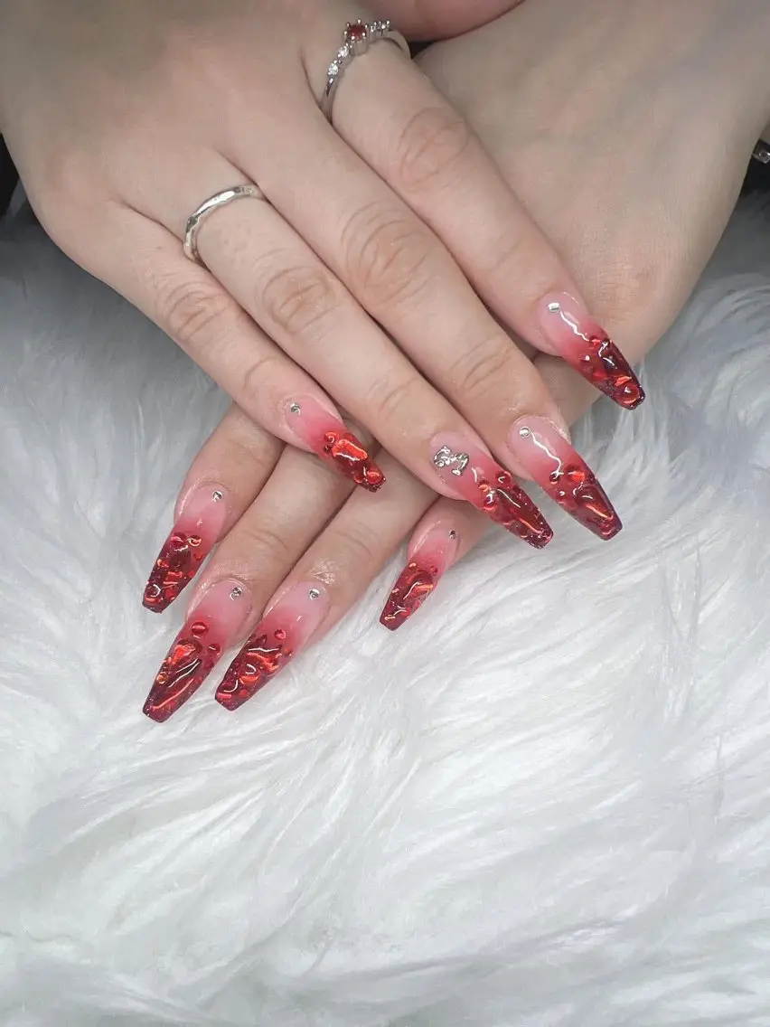 ネイル 長さ出し グラデーション 卒業式 キラキラネイル マグネットネイル ハンドネイル Lee Nailsのネイルデザイン