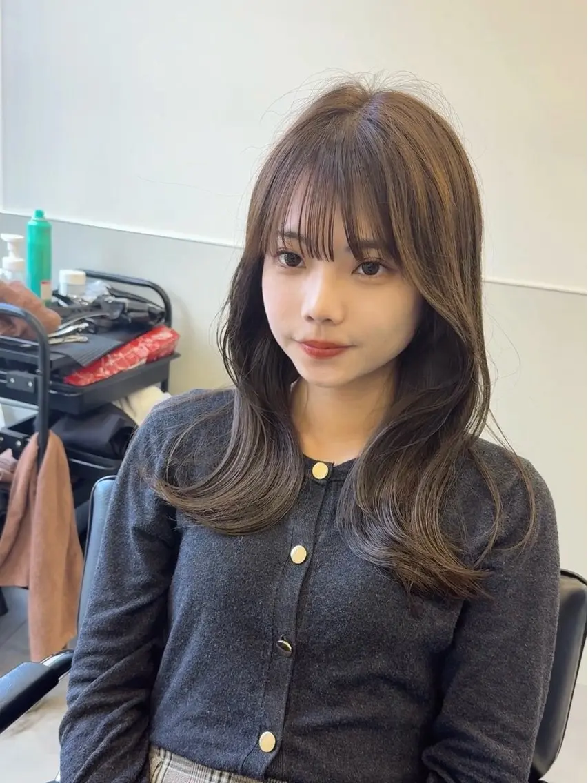 ロング カラー 韓国風ヘア レイヤーカット トリートメント ワンホンヘア カット ヘアカラー トリートメント 韓国ヘア🇰🇷 スズキのヘアスタイル