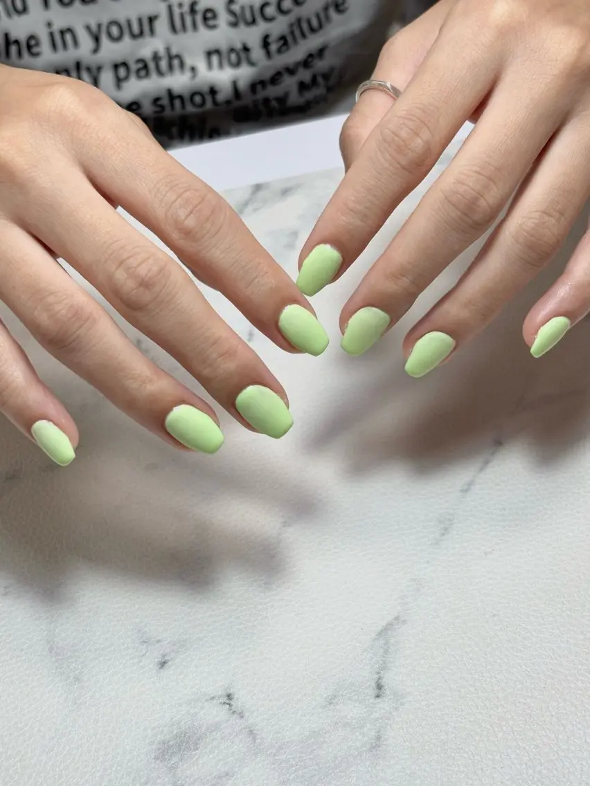 ネイル グリーン ホワイト ハンドネイル Nails by MILKのネイルデザイン