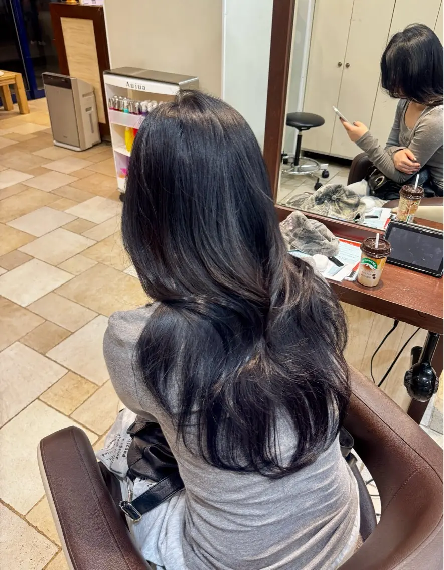 ロング ヘアセット 韓国風カラー/ 艶感縮毛/莉々加のヘアスタイル