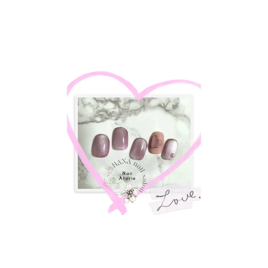 ネイル マグネットネイル バレンタイン ハンドネイル HaNA nail salonのネイルデザイン