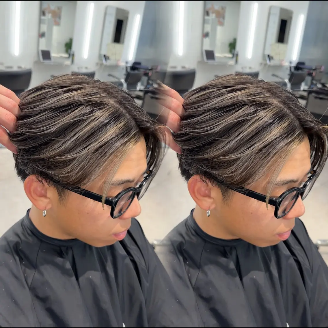 カラー メンズ メンズハイライト ベージュカラー ハイライトカラー ホワイトベージュ ヘアカラー 原宿/ハイライト バレイヤージュ/大智のヘアスタイル