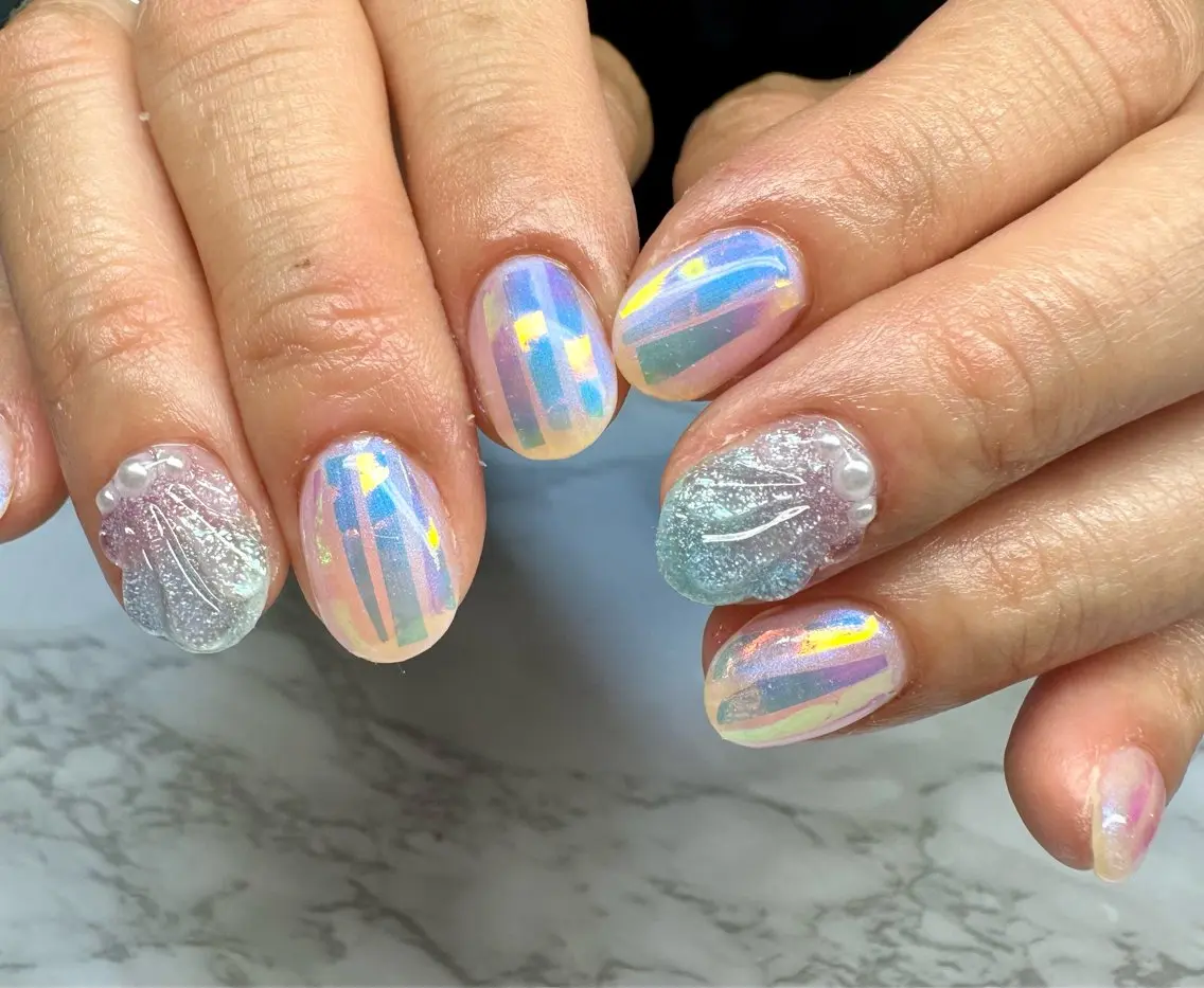 ネイル オーロラネイル ニュアンスネイル 夏ネイル Mai’s nailのネイルデザイン