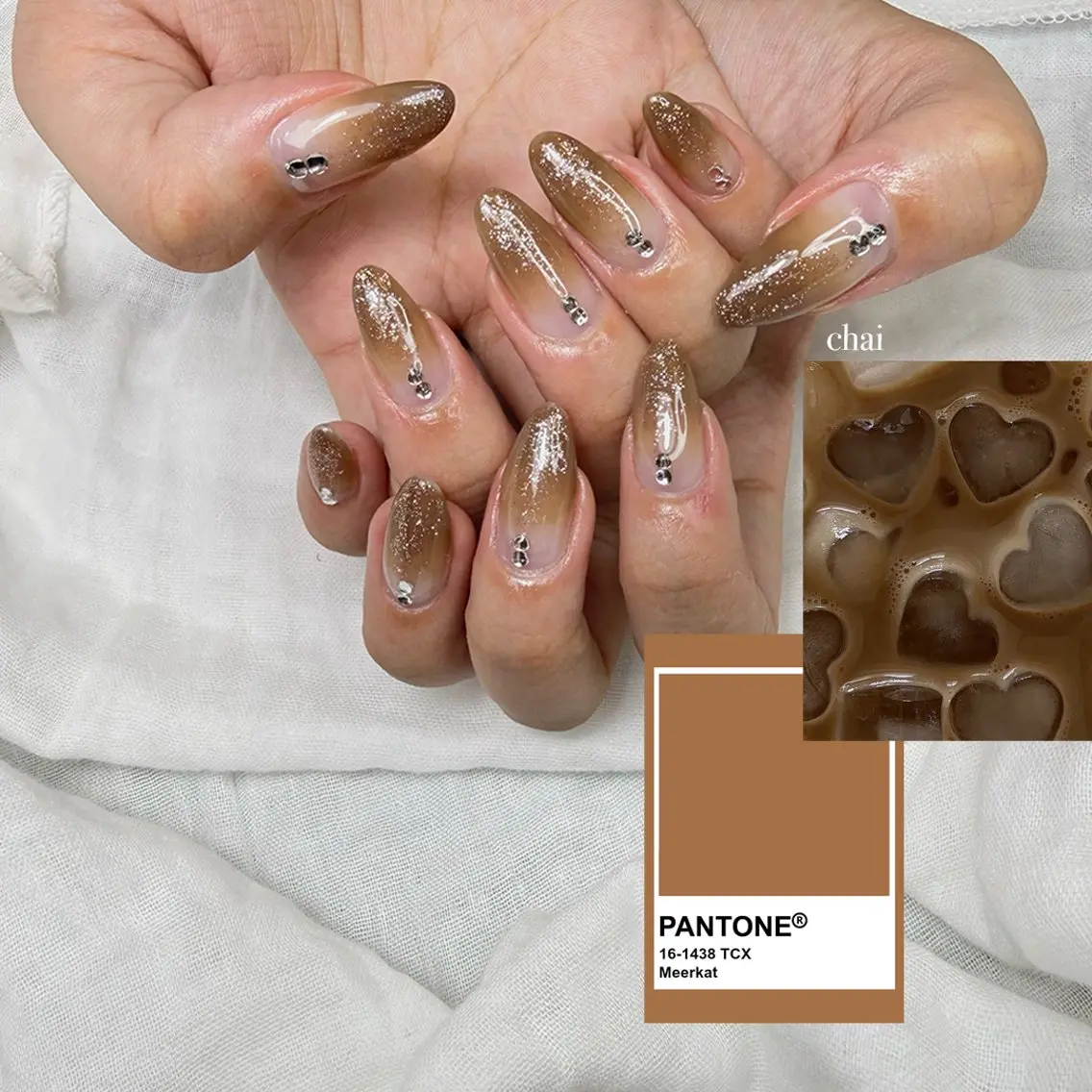ネイル ブラウン グラデーション ラメ(グリッター) ハンドネイル chai nail +  eye📍鶴橋のネイルデザイン