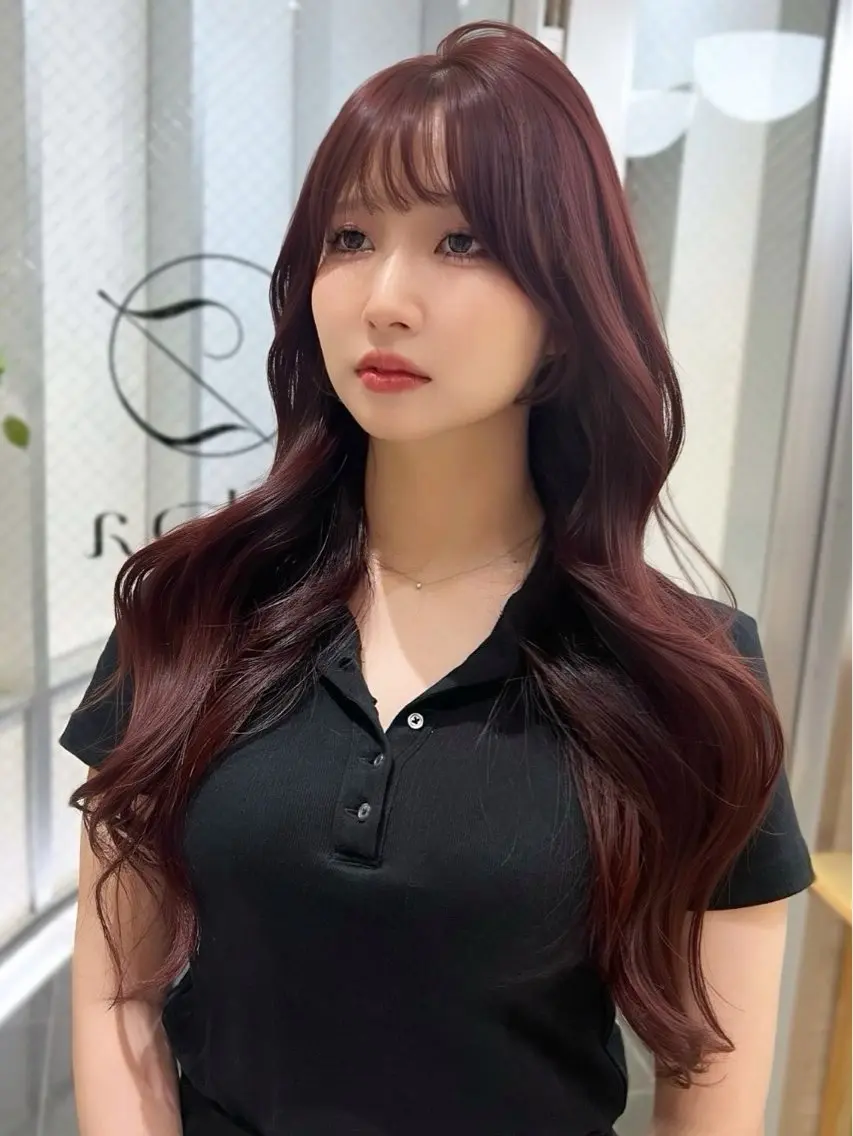 ロング カット ヘアカラー トリートメント 🎀zina/韓国 🎀amiのヘアスタイル