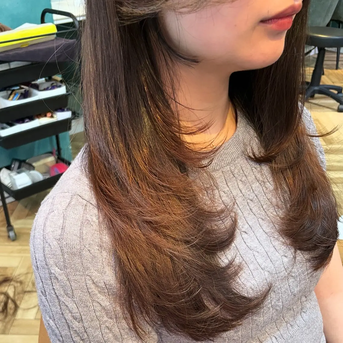 ロング 髪質改善 レイヤーカット 縮毛矯正 カット ヘアカラー 縮毛矯正 トリートメント 美髪縮毛矯正🩶 髪質改善/Shinaのヘアスタイル