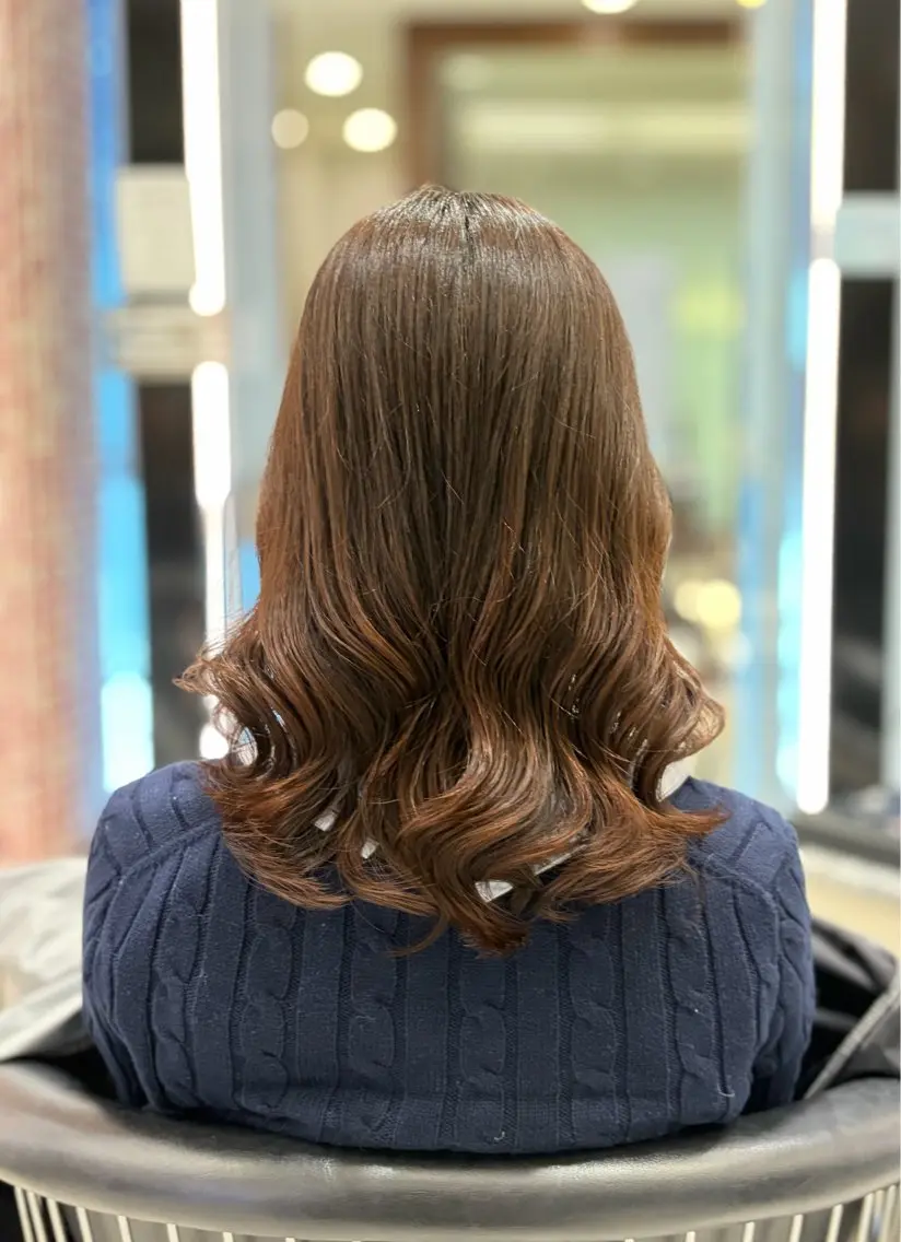 セミロング カラー パーマ セミロングパーマ 韓国風ヘア ストレートパーマ カット パーマ 🌸銀座No.1パー マ🌸いでいあやのヘアスタイル