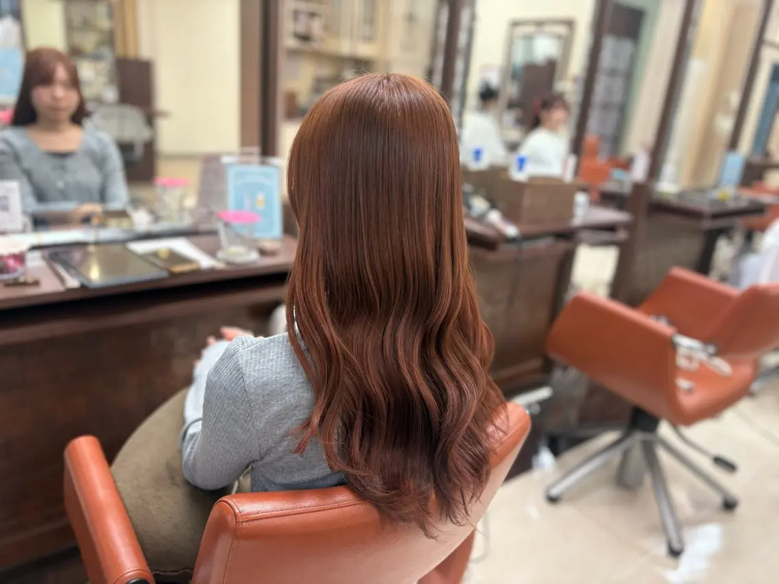 ロング カラー ブラウンカラー オレンジ オレンジブラウン ヘアカラー 🤍透明感カラー🤍 ひしき るなのヘアスタイル