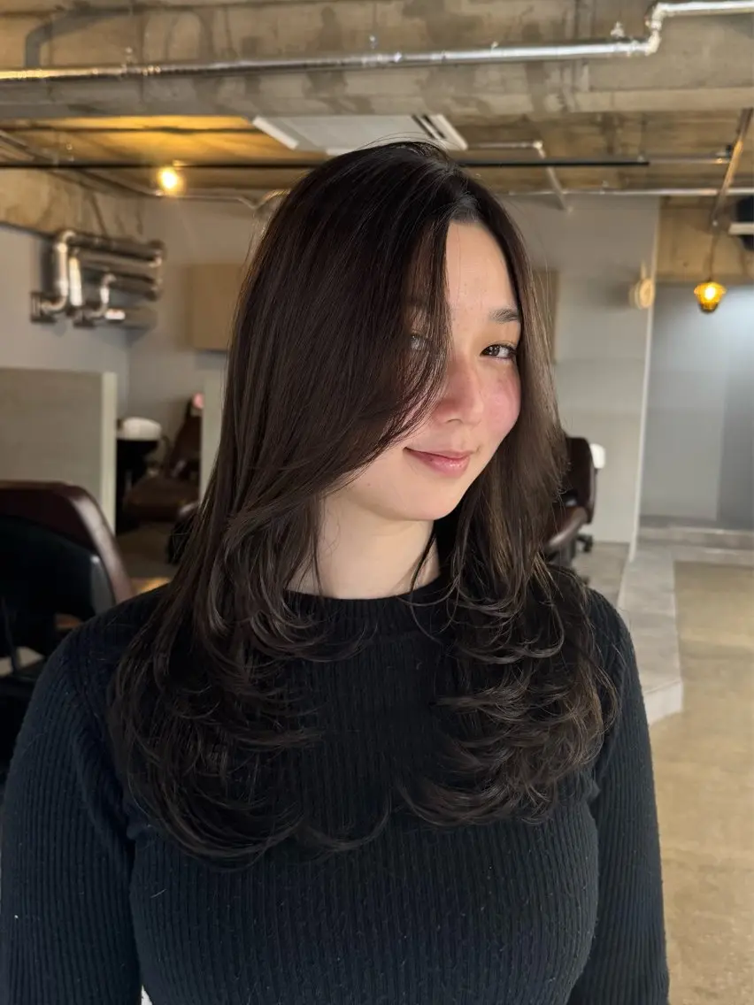 ロング レイヤーカット 髪質改善/縮毛矯正/ 超高濃度水素ケアのヘアスタイル