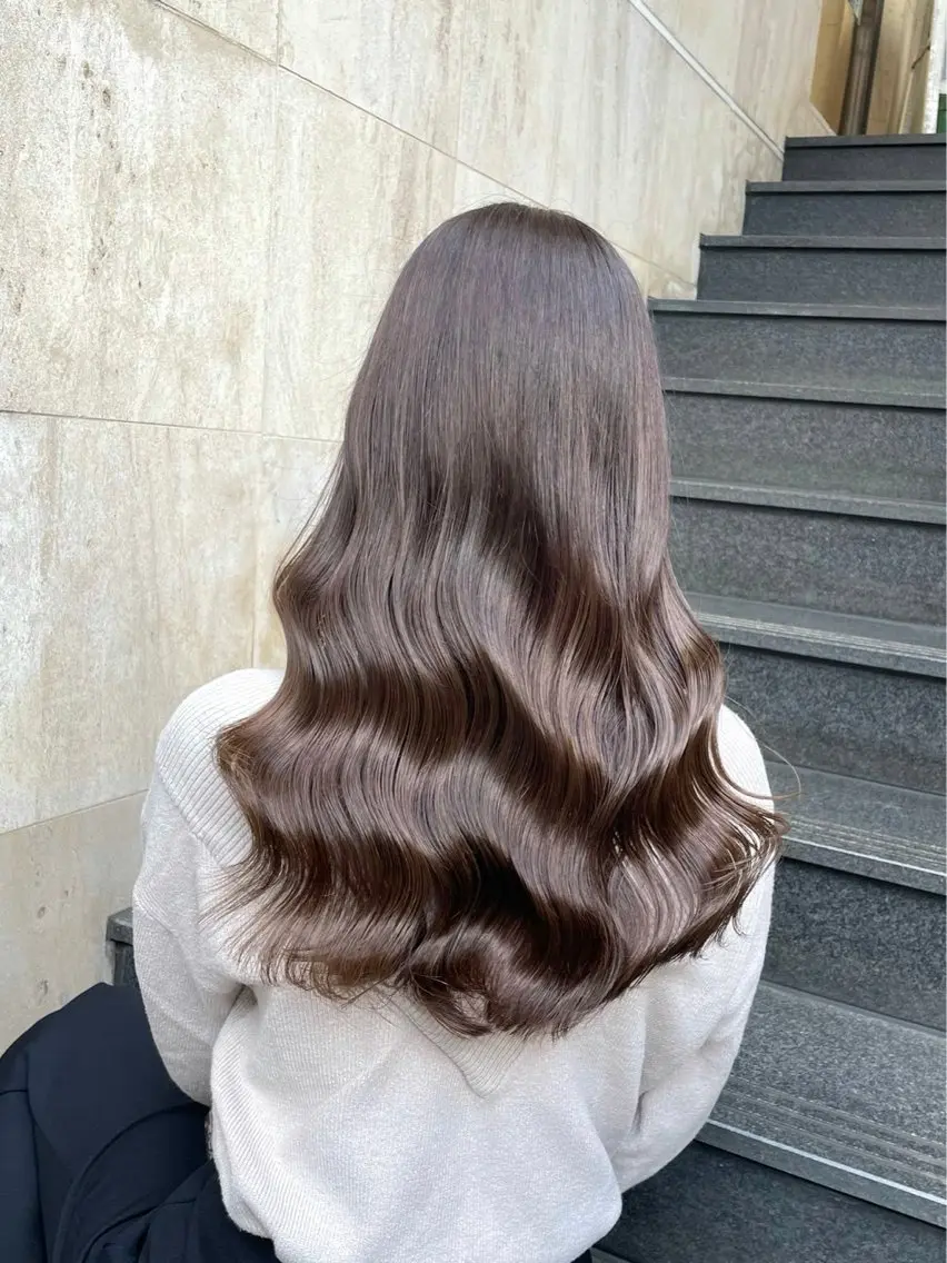 ロング ピンクブラウン 顔周りカット 髪質改善 縮毛矯正 カット ヘアカラー トリートメント 前髪顔周り/艶カラ ーYudaiのヘアスタイル