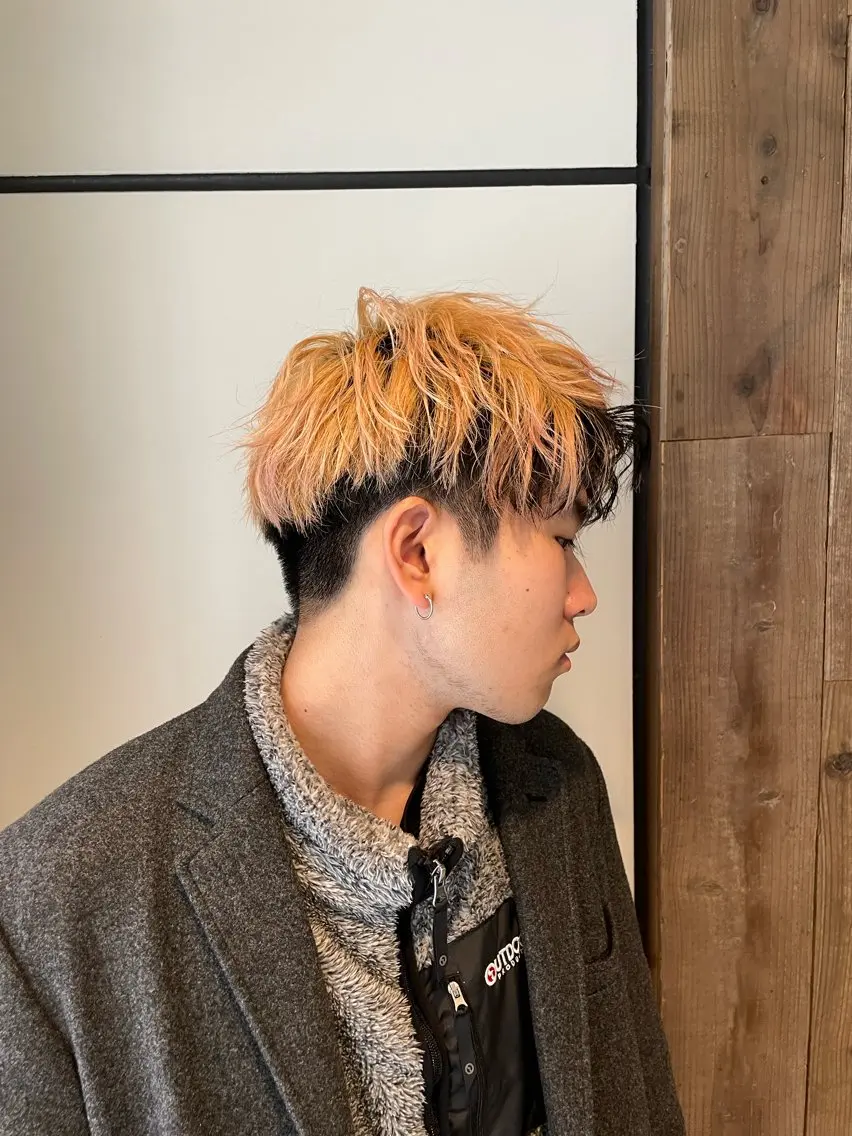 ショート カラー メンズ メンズブリーチ 黒髪 ブリーチ ニュアンスカラー🫧 加納のヘアスタイル