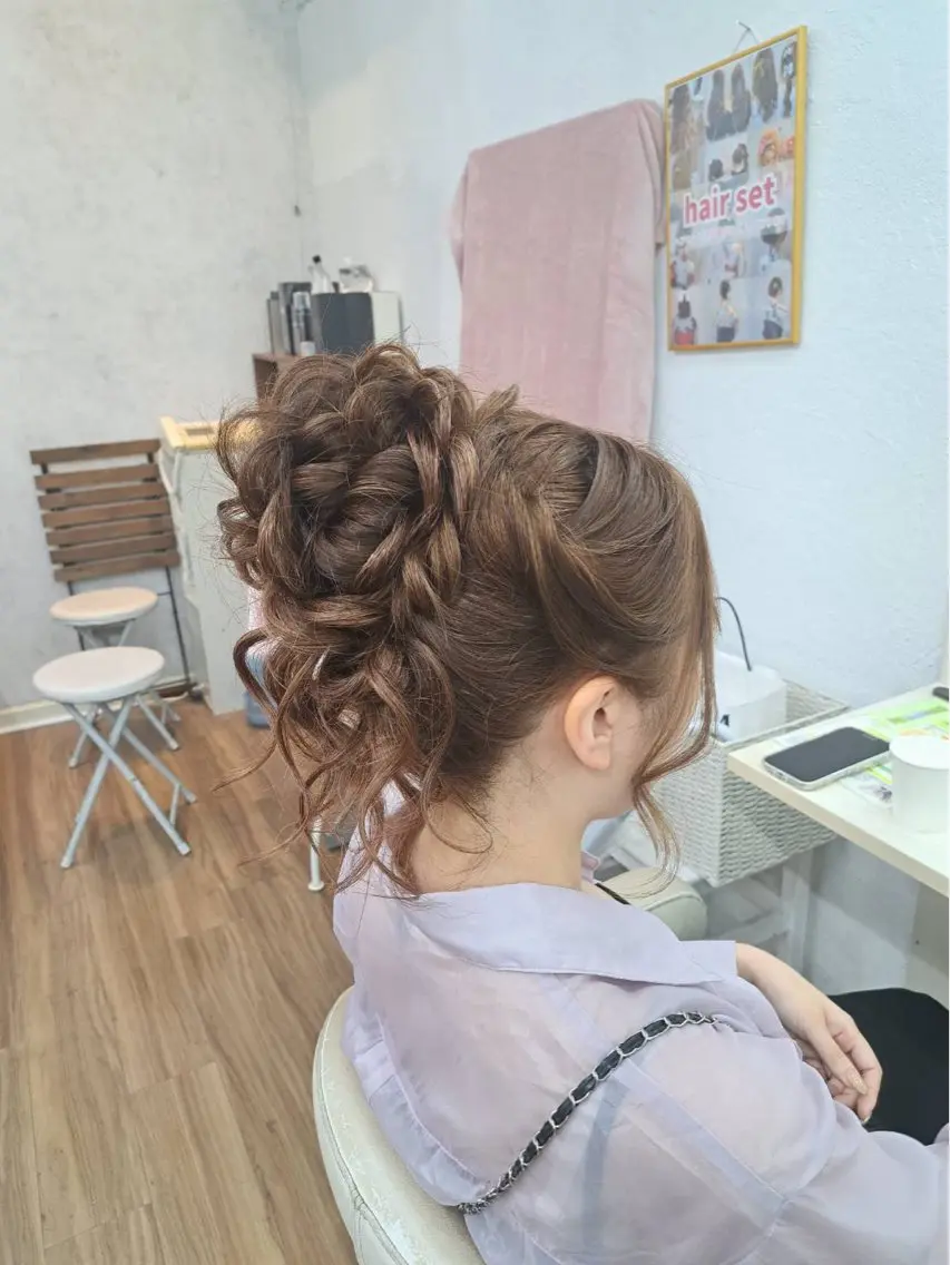 ロング お団子ヘア ヘアセット GLOSS 心斎橋 山上のヘアスタイル